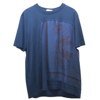 　エルメス HERMES EX-LIBRIS カレシルクTシャツ ブルー コットン メンズ 半袖Ｔシャツ