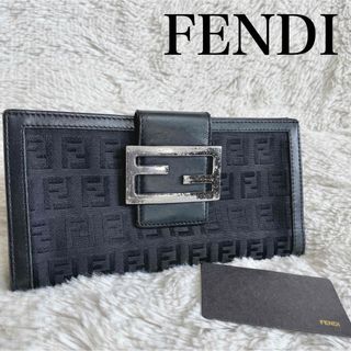 フェンディ(FENDI)のFENDI フェンディ ズッキーノ 折り財布 長財布 レザー 黒 ブラック(財布)