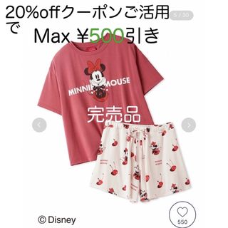 ジェラートピケ(gelato pique)の【完売品】ジェラートピケ　ミニー　ワンポイントTシャツ＆ショートパンツセット(マタニティルームウェア)