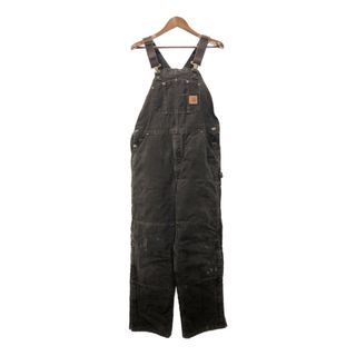 カーハート(carhartt)のCarhartt カーハート ダック ダブルニー ビブオーバーオール オーバーオール ブラウン (メンズ W36 L32) 中古 古着 Q6791(サロペット/オーバーオール)