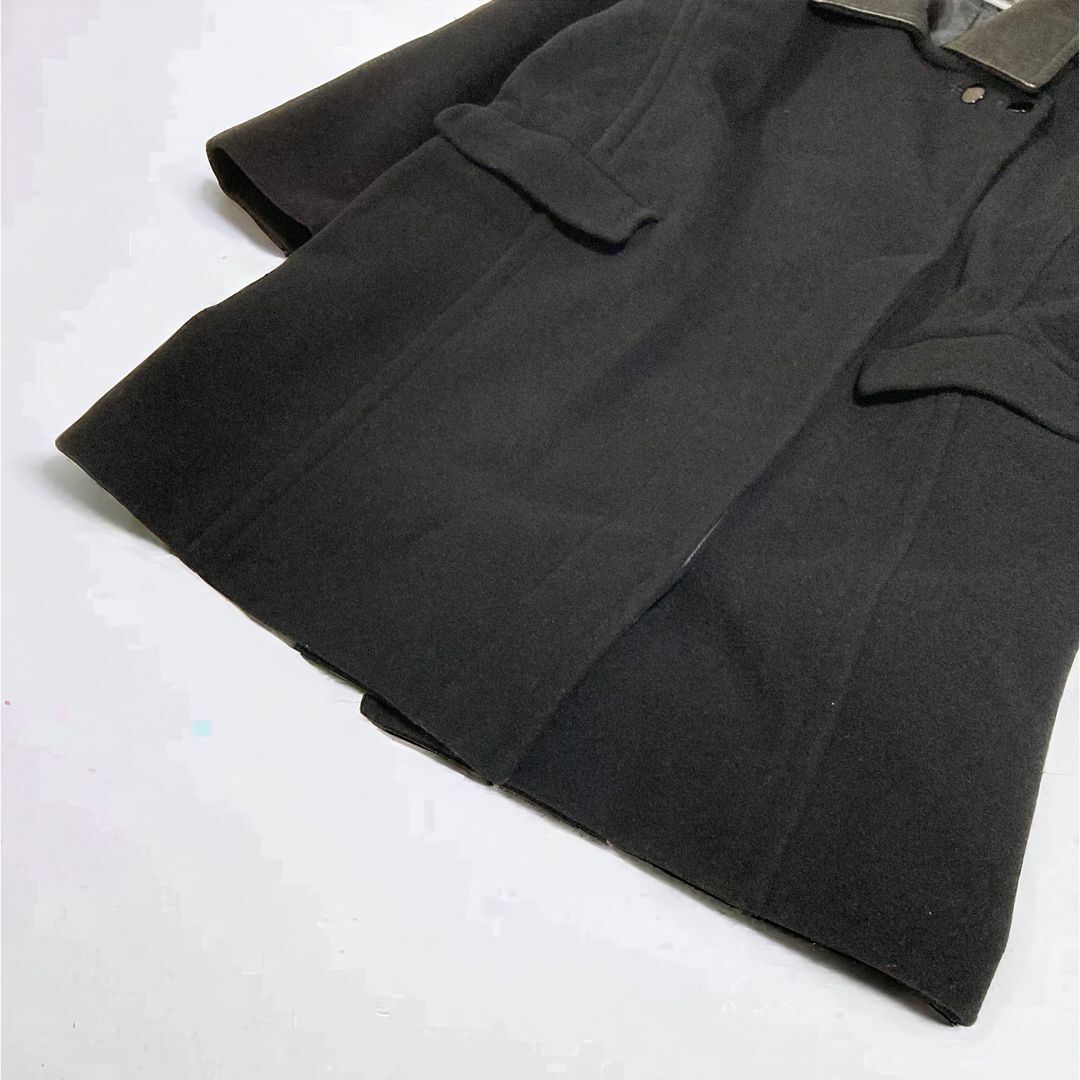 SANYO(サンヨー)のmiss adone by SANYO　ウール Pコート　襟牛革　S　レディース レディースのジャケット/アウター(ピーコート)の商品写真