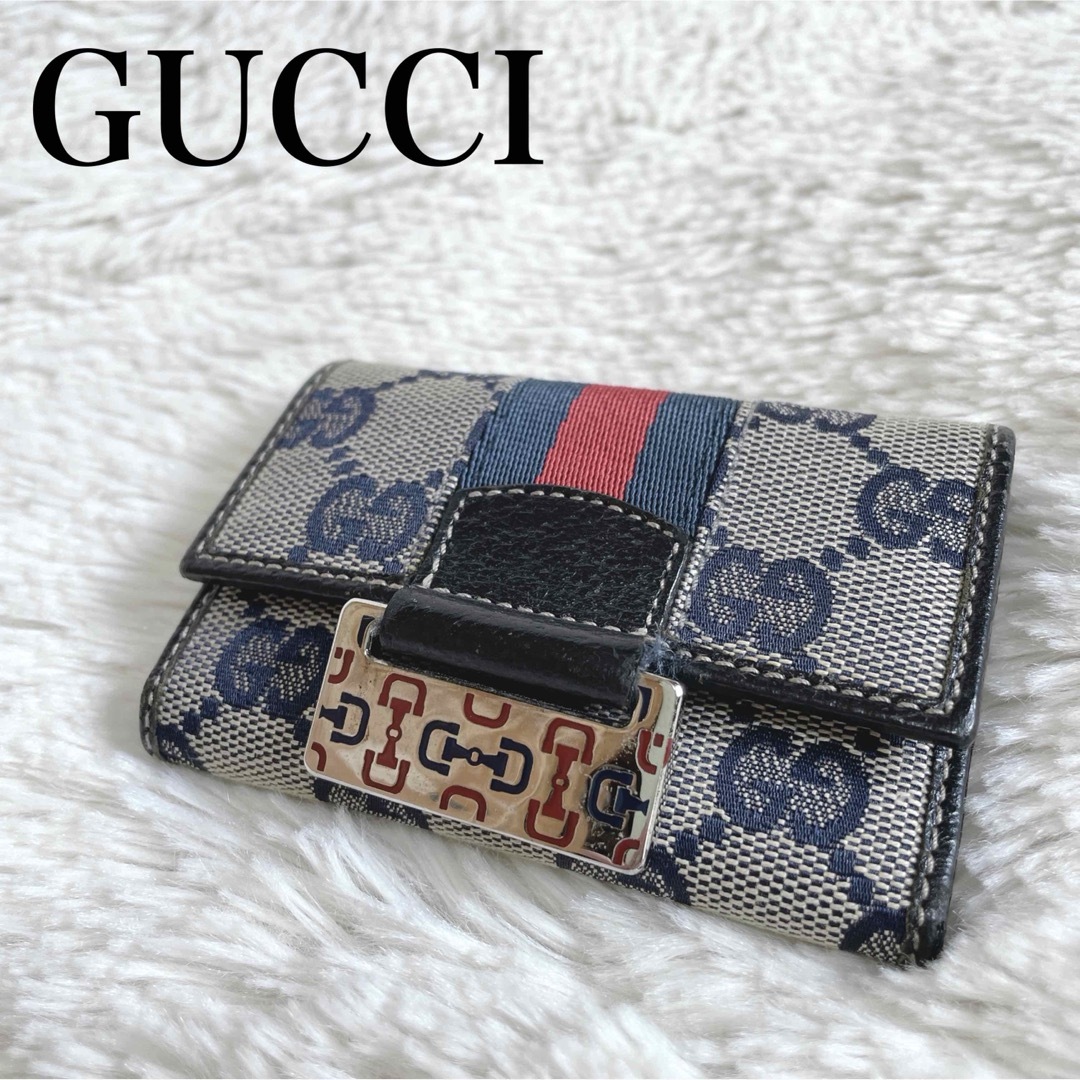 Gucci(グッチ)の美品 GUCCI グッチ GG柄 シェリーライン 6連 キーケース キーリング レディースのファッション小物(キーケース)の商品写真