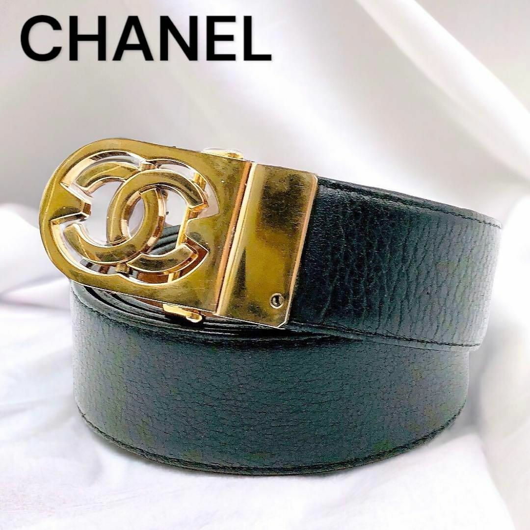 CHANEL(シャネル)のCHANEL シャネル　リバーシブル　ベルト　黒×茶色　レザー　100/40 レディースのファッション小物(ベルト)の商品写真