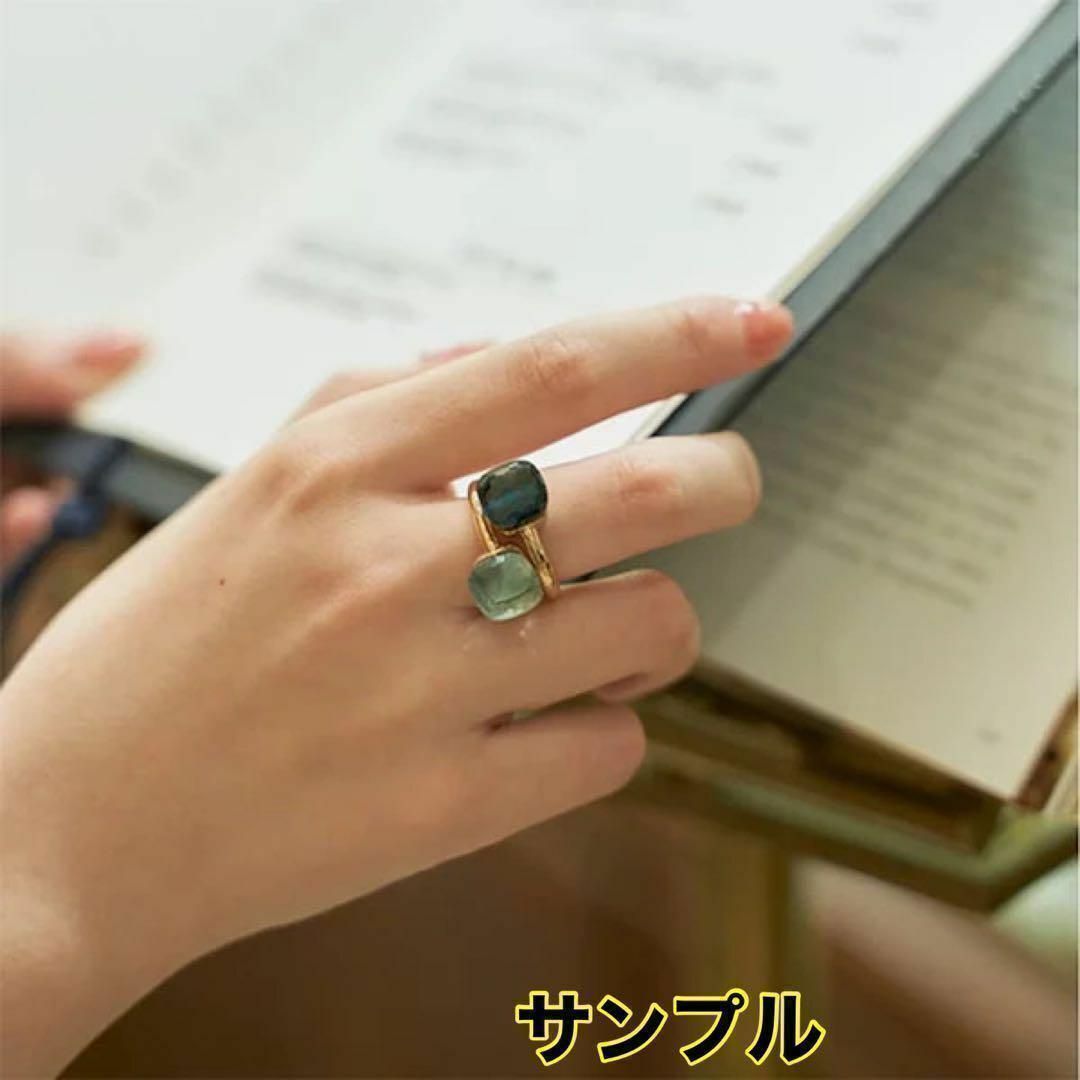 ピンク　ゴールドストーンキャンディーリング指輪　ポメラート風　ヌードリング、 レディースのアクセサリー(リング(指輪))の商品写真