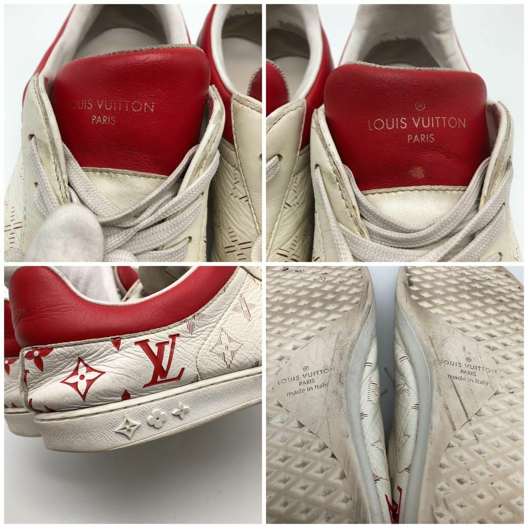 LOUIS VUITTON(ルイヴィトン)の【鑑定済】ルイヴィトン スニーカー ルクセンブルグ モノグラム LV 白赤 メンズの靴/シューズ(スニーカー)の商品写真
