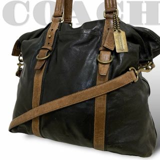 コーチ(COACH)の良品【コーチ】レザートートバッグ　ショルダー　2way ハリソン　大容量　黒(トートバッグ)