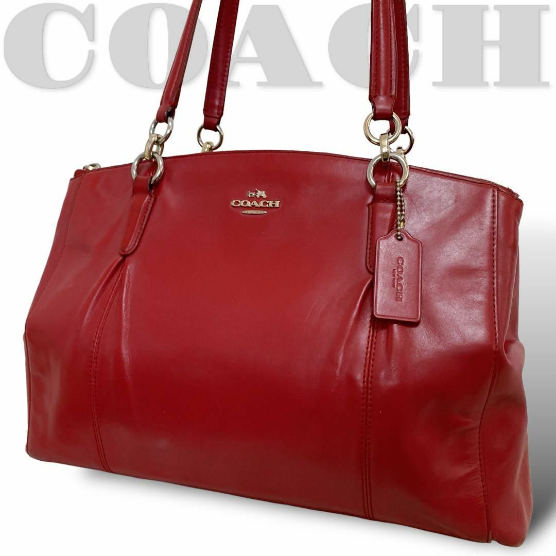 COACH(コーチ)の良品【コーチ】36680　ハンドバッグ　肩掛け　A4　仕切り　赤 レディースのバッグ(ハンドバッグ)の商品写真