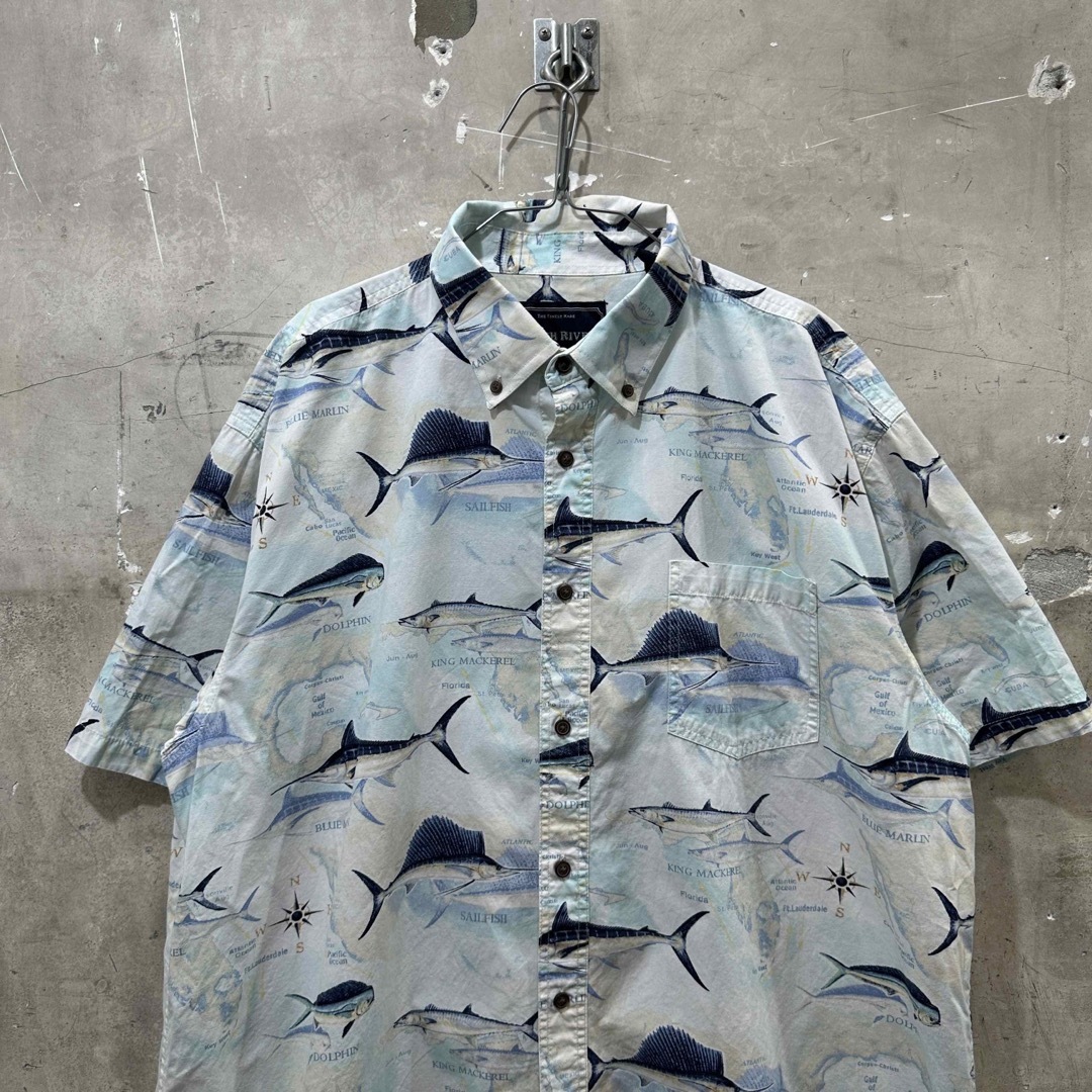 USA古着ノースリバー 魚柄シャツ カジキマグロ NORTH RIVER アロハ メンズのトップス(シャツ)の商品写真