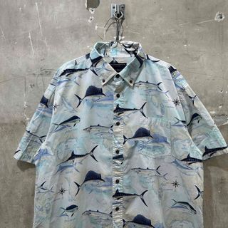 USA古着ノースリバー 魚柄シャツ カジキマグロ NORTH RIVER アロハ(シャツ)