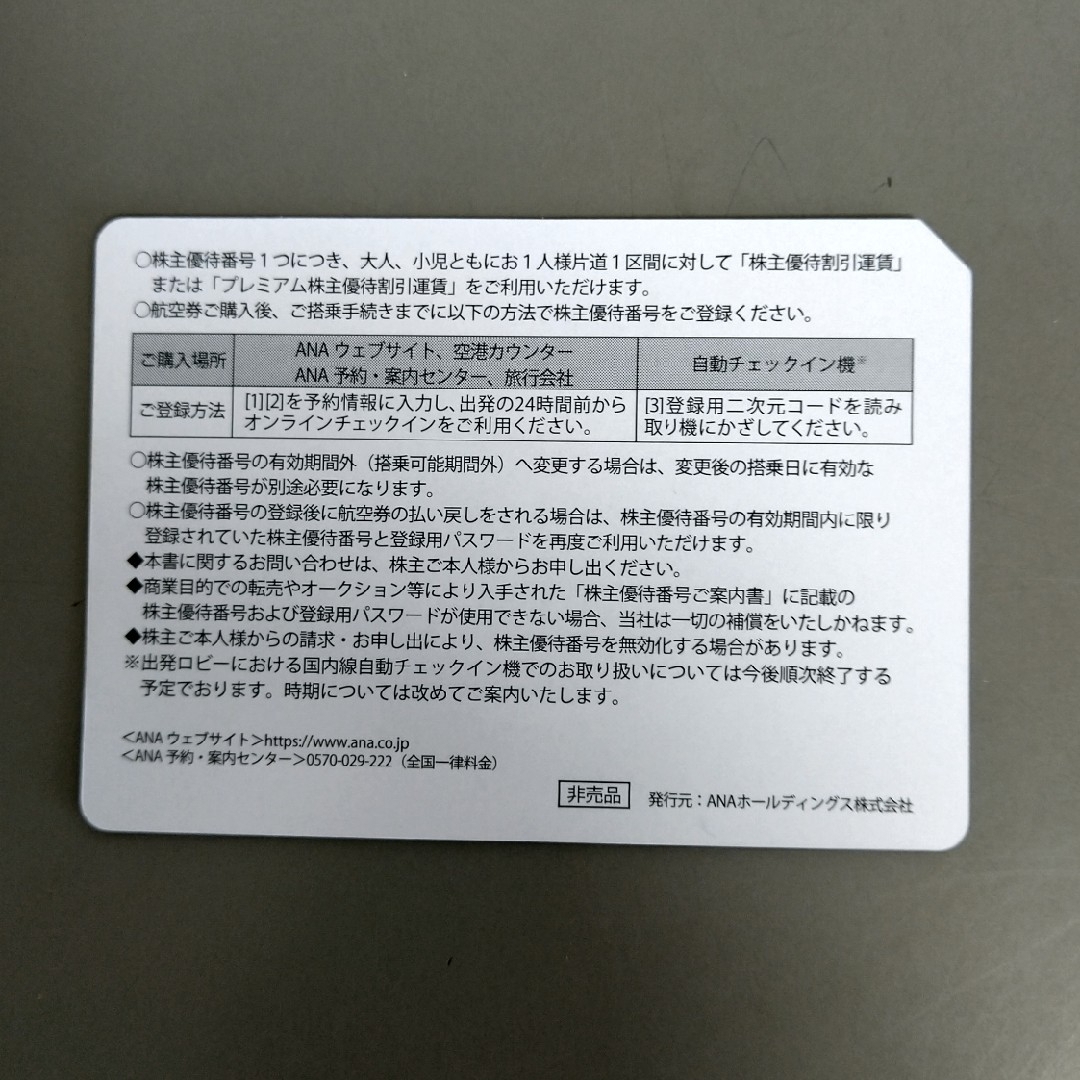 ANA(全日本空輸)(エーエヌエー(ゼンニッポンクウユ))のANA 株主優待券　2024年6月1日〜2025年5月31日ご搭乗分まで　6枚 チケットの優待券/割引券(その他)の商品写真