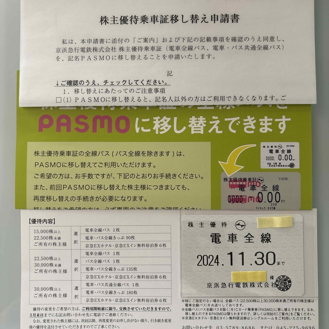 mach様専用　京浜急行　京急　株主優待乗車証 チケットの乗車券/交通券(鉄道乗車券)の商品写真