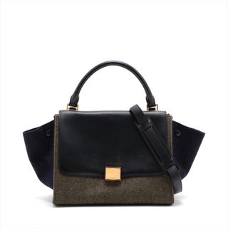 celine - 極美品 セリーヌ トラペーズ スモール レザー × ウール 2WAY celine - 極美品 セリーヌ トラペーズ スモール レザー × ウール 2WAY