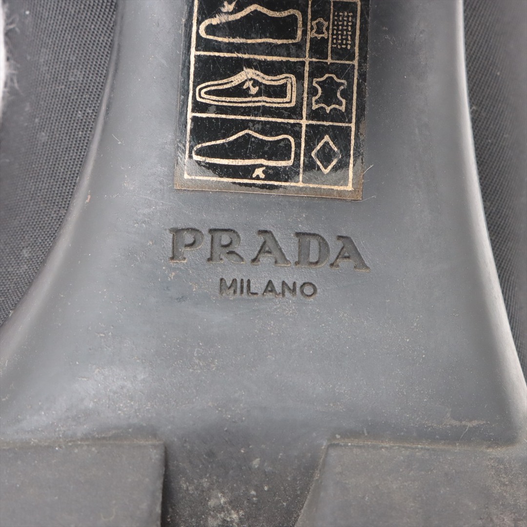 PRADA(プラダ)の美品 プラダ Re-Nylon レザー 三角ロゴ レースアップ ショート ブーツ 1T427M ブラック 36 23cm 相当 靴 レディース EEM U44-6 レディースの靴/シューズ(ブーツ)の商品写真