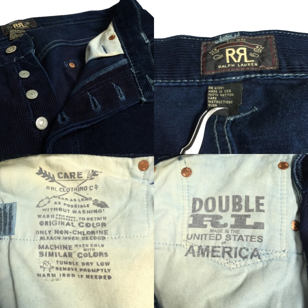 RRL(ダブルアールエル)のRRL ダブルアールエル 00's RRL 一つ星タグ コーデュロイパンツ ボトム USA製 米国製 ネイビー ボタンフライ メンズのパンツ(その他)の商品写真