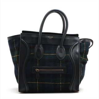 セリーヌ(celine)の美品 セリーヌ ラゲージ ミニ ショッパー レザー トート バッグ 肩掛け ショルダー ハンド ブラック 婦人 レディース EEE AA23-3(トートバッグ)