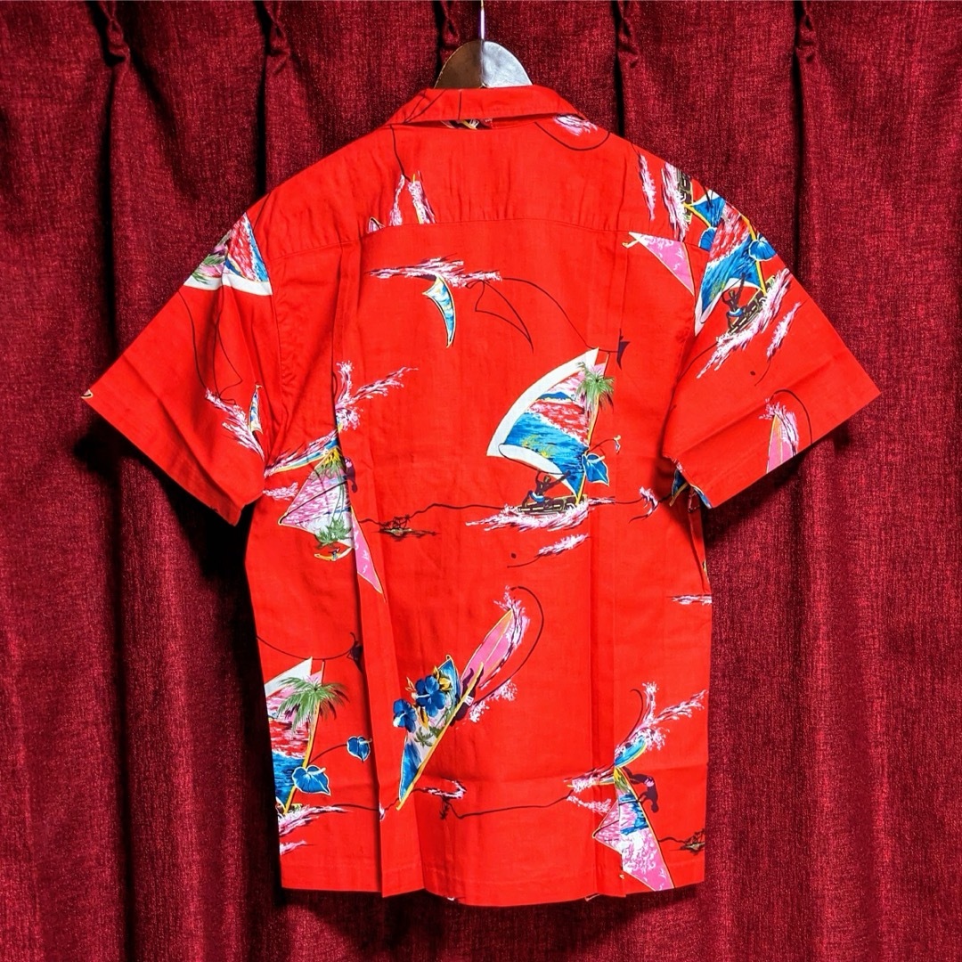 VINTAGE(ヴィンテージ)の美品 アロハシャツ Hawaii 赤 L相当 かりゆしシャツ ハワイ サーフィン メンズのトップス(シャツ)の商品写真