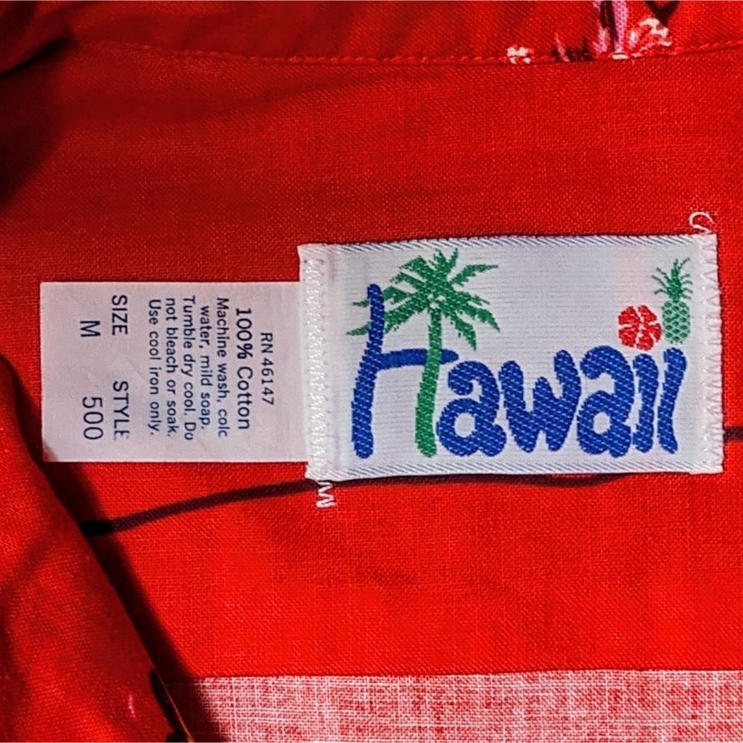 VINTAGE(ヴィンテージ)の美品 アロハシャツ Hawaii 赤 L相当 かりゆしシャツ ハワイ サーフィン メンズのトップス(シャツ)の商品写真