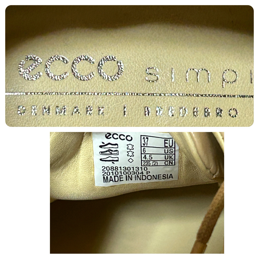 ECCO(エコー)の美品　ecco simpil レザースニーカー　レースアップ　23.5cm 本革 レディースの靴/シューズ(スニーカー)の商品写真