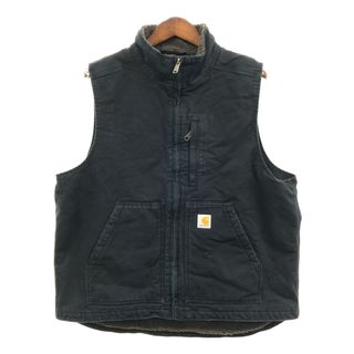 カーハート(carhartt)のCarhartt カーハート ダック ボア ベスト ブラック (メンズ L) 中古 古着 Q6807(ベスト)