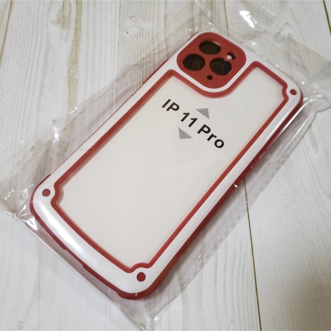 iPhone(アイフォーン)の【iPhone11pro】レッド iPhoneケース シンプル  クリア 赤 スマホ/家電/カメラのスマホアクセサリー(iPhoneケース)の商品写真
