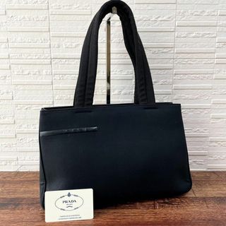 プラダ(PRADA)の美品 プラダ スポーツ ハンド トート バッグ キャンバス コットン ブラック(ハンドバッグ)