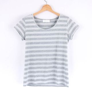 URBAN RESEARCH - アーバンリサーチ 半袖Ｔシャツ トップス カットソー ボーダー ラメ入り レディース Fサイズ グレー URBAN RESEARCH