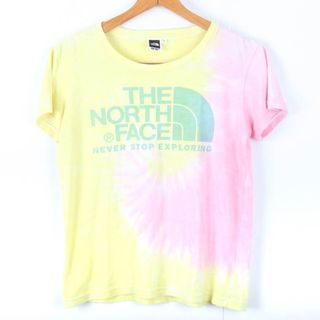 ザノースフェイス(THE NORTH FACE)のザノースフェイス 半袖Ｔシャツ トップス アウトドア TEK TEE レディース Lサイズ イエロー ピンク THE NORTH FACE(Tシャツ(半袖/袖なし))