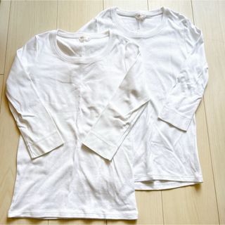 ユニクロ(UNIQLO)のUNIQLO ユニクロ　Tシャツ　白　ホワイト　七分袖　セット　コットン　綿(Tシャツ(長袖/七分))