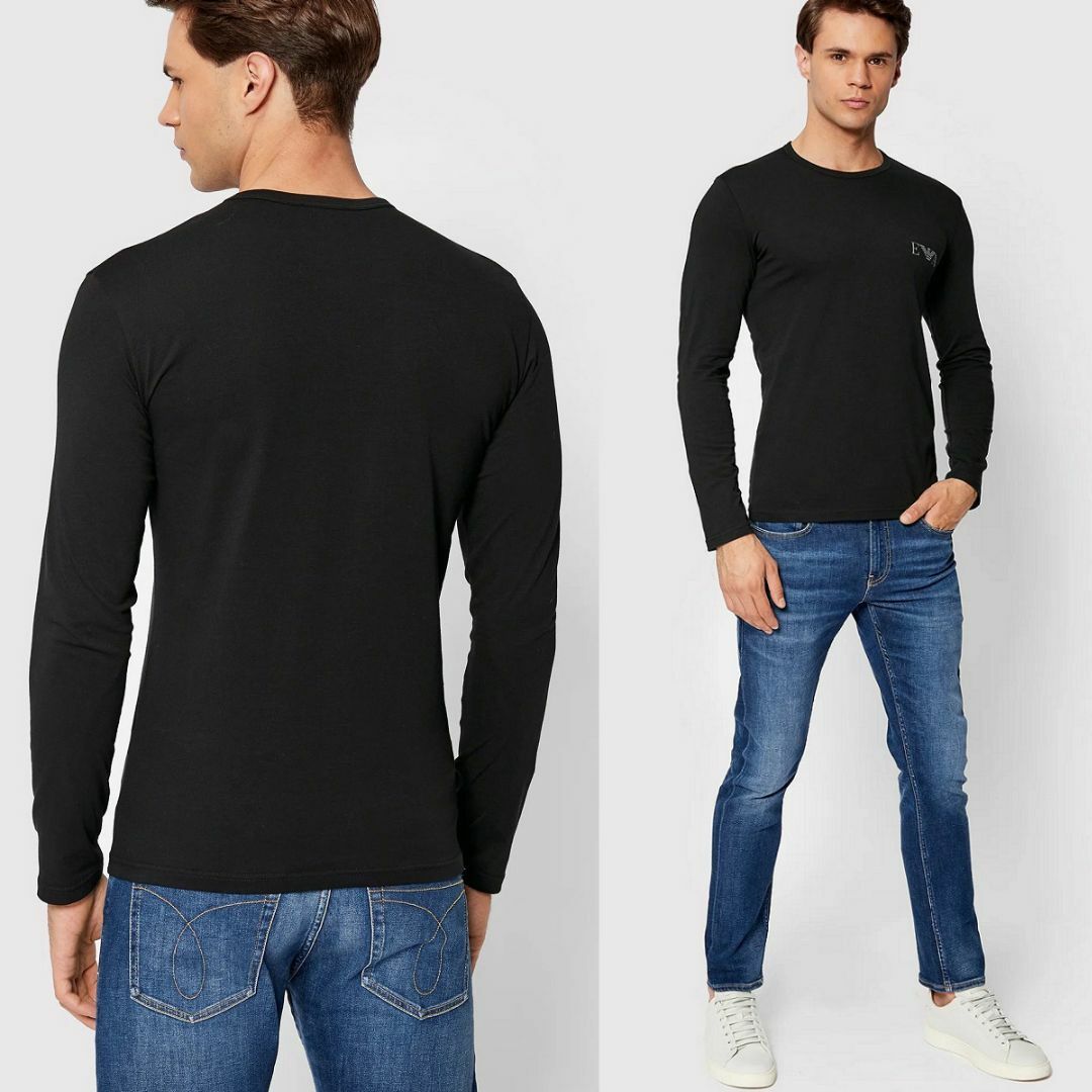 Emporio Armani(エンポリオアルマーニ)の送料無料 50 EMPORIO ARMANI エンポリオアルマーニ 111023 2F715 ブラック Tシャツ 長袖 ロゴ size M メンズのトップス(Tシャツ/カットソー(七分/長袖))の商品写真