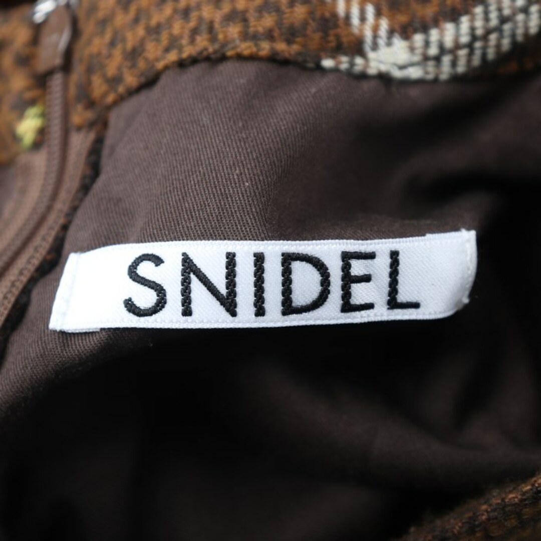 SNIDEL(スナイデル)のスナイデル ワンピース トップス 半袖 チェック柄 ウール混 レディース 1サイズ ブラウン snidel レディースのワンピース(その他)の商品写真