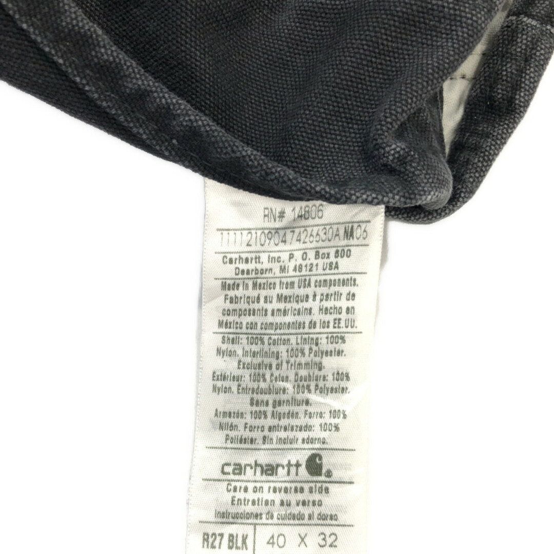 carhartt(カーハート)のCarhartt カーハート ダック ダブルニー ビブオーバーオール 大きいサイズ ブラック (メンズ W40 L32) 中古 古着 Q6820 メンズのパンツ(サロペット/オーバーオール)の商品写真
