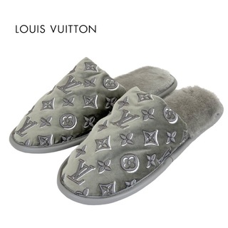 LOUIS VUITTON - ルイヴィトン LOUIS VUITTON スイートライン フラットシューズ 靴 シューズ ベルベット ファー グレー 未使用 スリッパ ルームシューズ モノグラム