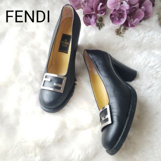 FENDIズッカ FF金具 ロゴ チャンキーヒールパンプス 36ハーフ