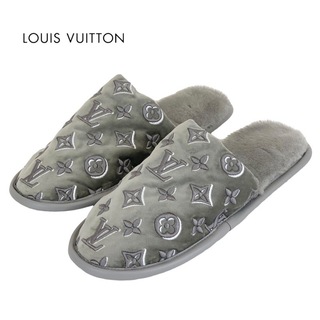 LOUIS VUITTON - ルイヴィトン LOUIS VUITTON LV スイートライン フラットシューズ 靴 シューズ ベルベット ファー グレー 未使用 スリッパ ルームシューズ モノグラム