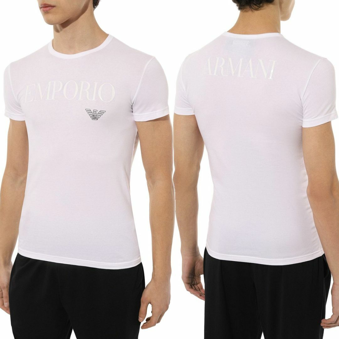 Emporio Armani(エンポリオアルマーニ)の送料無料 70 EMPORIO ARMANI エンポリオアルマーニ 111035 CC716 ホワイト Tシャツ ロゴ 半袖 size M メンズのトップス(Tシャツ/カットソー(半袖/袖なし))の商品写真