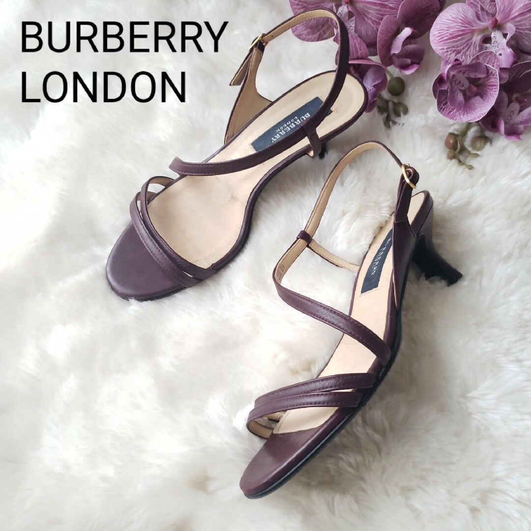 BURBERRY(バーバリー)のBURBERRY LONDON ボルドー レザーストラップサンダル 23ハーフ レディースの靴/シューズ(サンダル)の商品写真