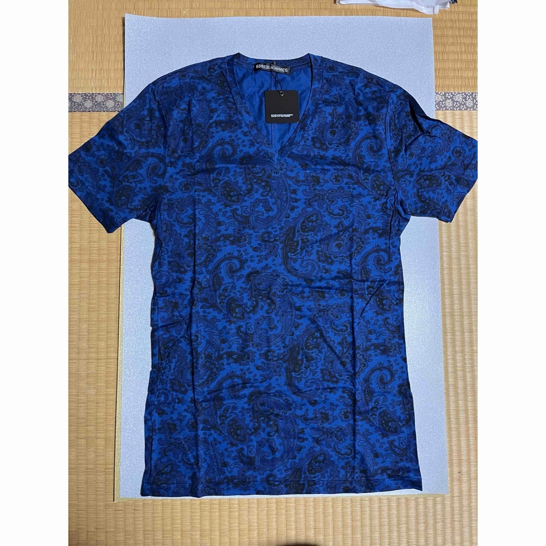 5351 POUR LES HOMMES(ゴーサンゴーイチプールオム)の⚫︎5351プールオム  ペイズリー柄VネックTシャツ サイズ:3 メンズのトップス(Tシャツ/カットソー(半袖/袖なし))の商品写真