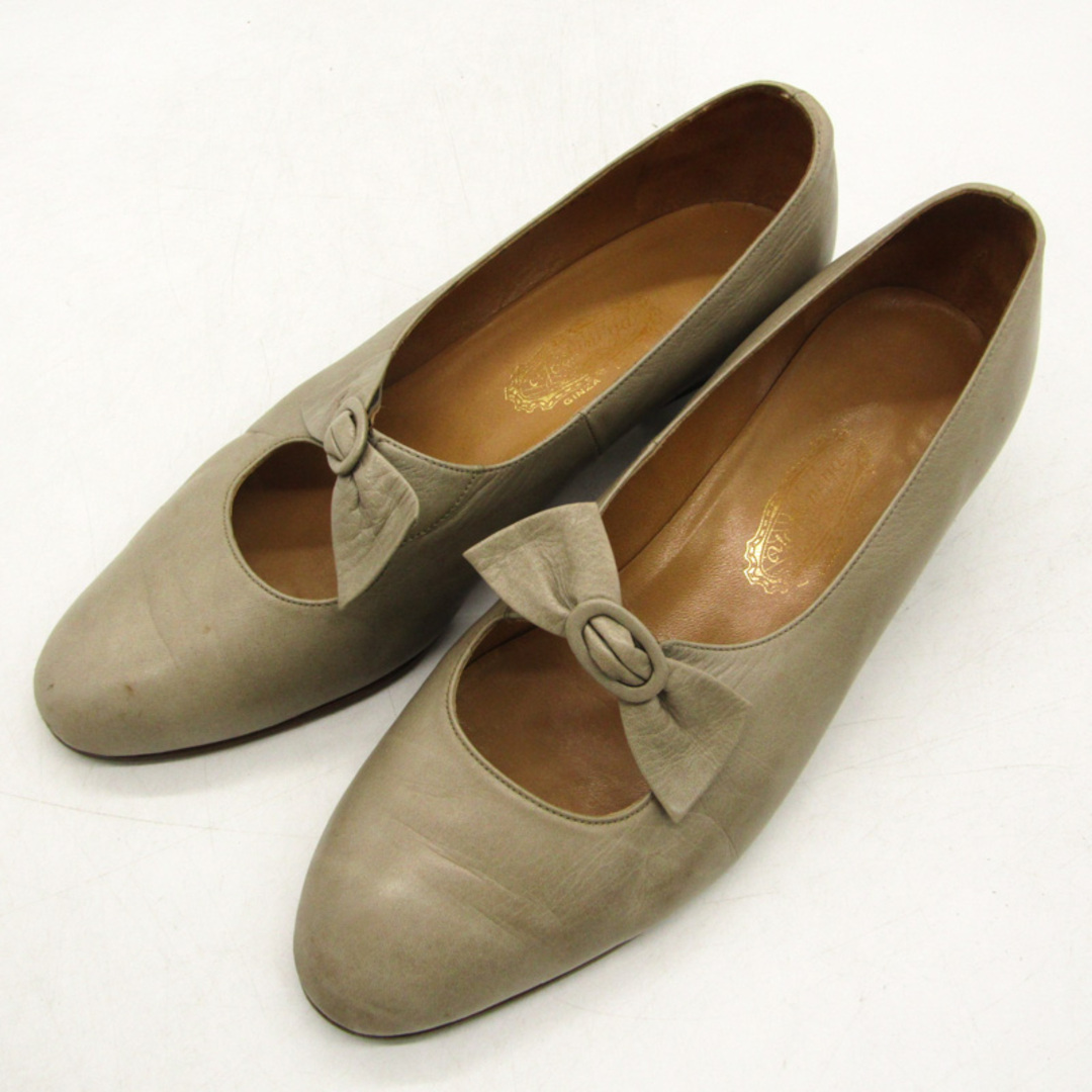 吉野家(ヨシノヤ)の銀座ヨシノヤ パンプス チャンキーヒール ブランド シューズ 靴 日本製 レディース 24.5サイズ ベージュ Yoshinoya レディースの靴/シューズ(ハイヒール/パンプス)の商品写真