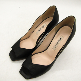 ダイアナ パンプス オープントゥ ハイヒール ブランド シューズ 靴 日本製 黒 レディース 22.5サイズ ブラック DIANA