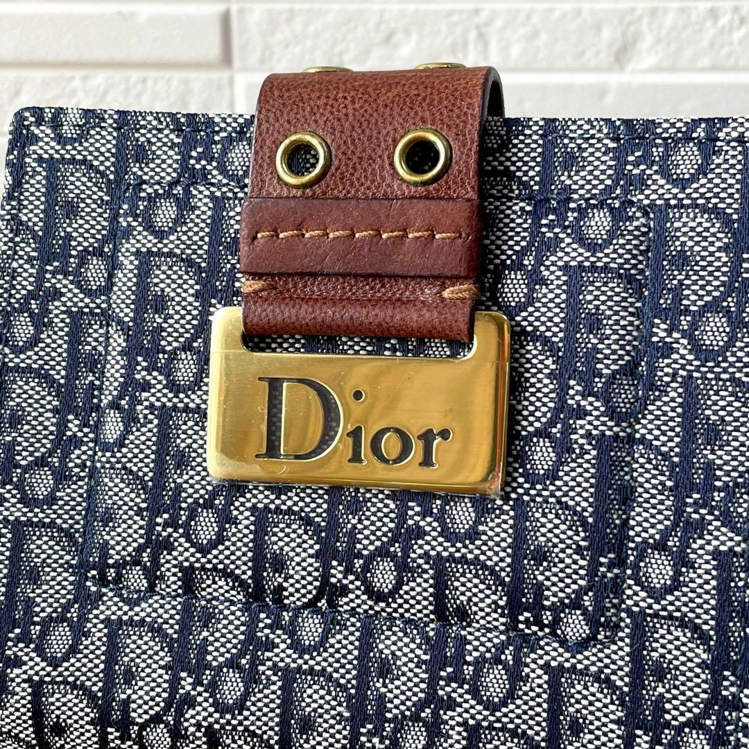 Christian Dior(クリスチャンディオール)の美品 ディオール トロッター柄 二つ折り 財布 コンパクト ゴールド金具 茶色 レディースのファッション小物(財布)の商品写真