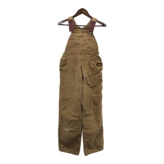 カーハート(carhartt)の70年代 Carhartt カーハート ダック ダブルニー ビブオーバーオール ライトブラウン (メンズ W34相当) 中古 古着 Q6826(サロペット/オーバーオール)