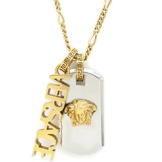 ヴェルサーチ(VERSACE)のヴェルサーチ Versace ネックレス メデューサ プレート ロゴ メタル GP シルバー シルバー金具 ゴールド  10066001A00620【中古】(ネックレス)