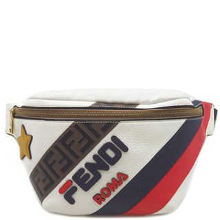 フェンディ(FENDI)のフェンディ FENDI ボディバッグ フェンディ×フィラ ベルトバッグ レザー ホワイト×ブラウン ゴールド金具 白 茶 ウエストポーチ 【中古】(ボディバッグ/ウエストポーチ)