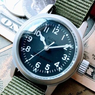 #3052【人気のミリタリー】メンズ 腕時計 エルジン 動作品 WW2 手巻き