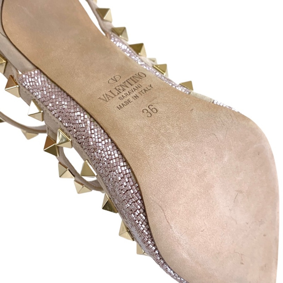 VALENTINO(ヴァレンティノ)のヴァレンティノ VALENTINO パンプス 靴 シューズ スエード ピンク ピンクベージュ ゴールド サンダル ロックスタッズ ビーズ レディースの靴/シューズ(ハイヒール/パンプス)の商品写真