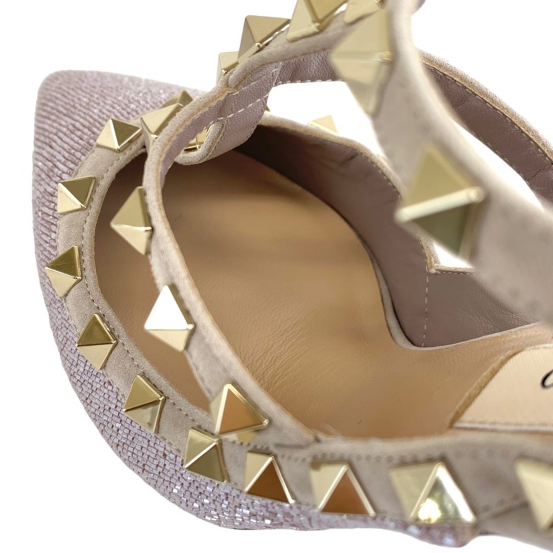VALENTINO(ヴァレンティノ)のヴァレンティノ VALENTINO パンプス 靴 シューズ スエード ピンク ピンクベージュ ゴールド サンダル ロックスタッズ ビーズ レディースの靴/シューズ(ハイヒール/パンプス)の商品写真
