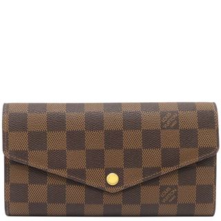 ルイヴィトン(LOUIS VUITTON)のルイヴィトン LOUIS VUITTON 長財布 ポルトフォイユ サラ ダミエキャンバス ダミエ ゴールド金具 茶 二つ折り財布  N63209 RFID 【箱】【中古】(財布)