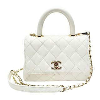 シャネル(CHANEL)の☆☆CHANEL シャネル ココハンドル AS2215 ホワイト 2WAYバッグ マトラッセ キャビアスキン レディース ゴールド金具(ショルダーバッグ)