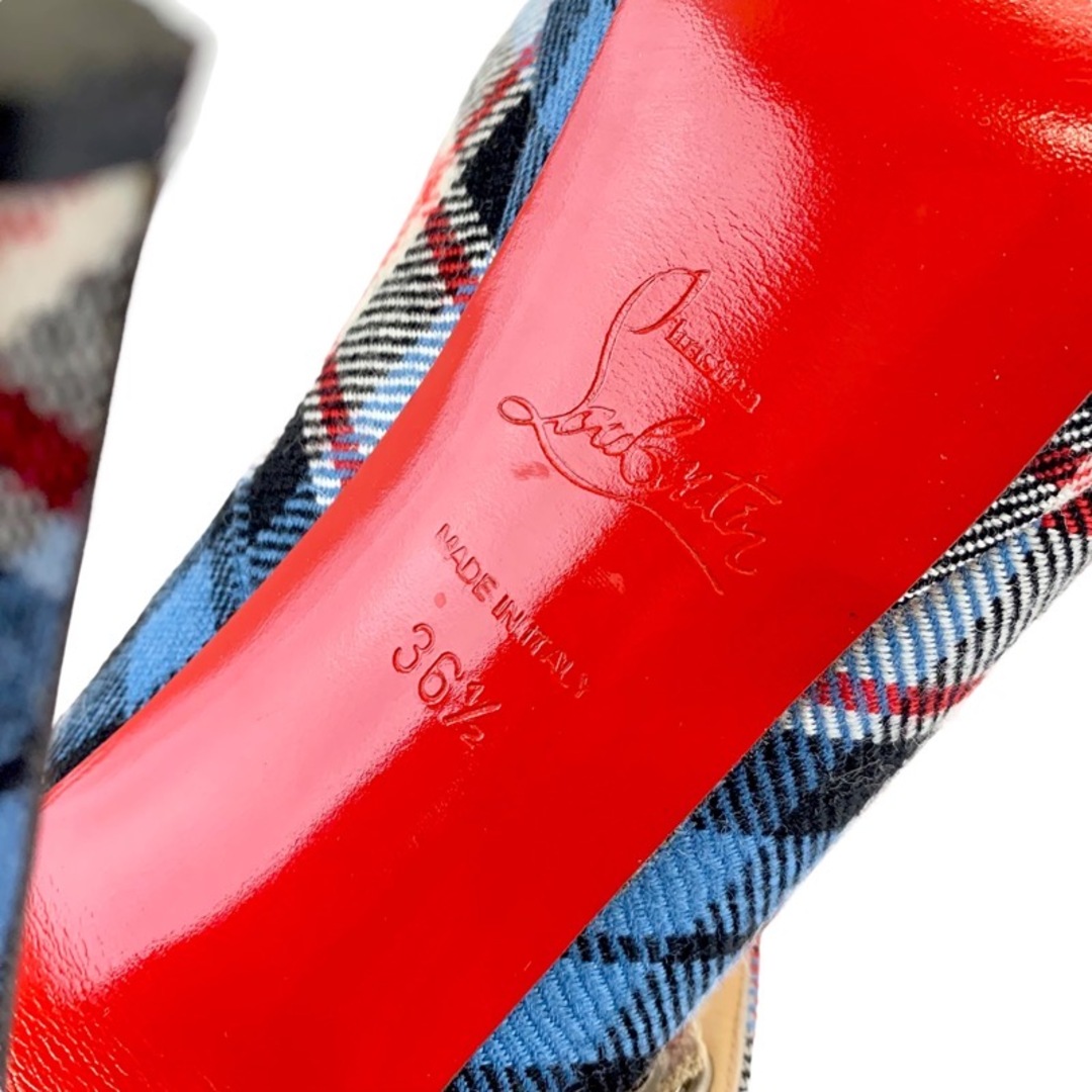 Christian Louboutin(クリスチャンルブタン)のクリスチャンルブタン Christian Louboutin パンプス 靴 シューズ ファブリック ブルー系 レッド ホワイト チェック ストラップ レディースの靴/シューズ(ハイヒール/パンプス)の商品写真