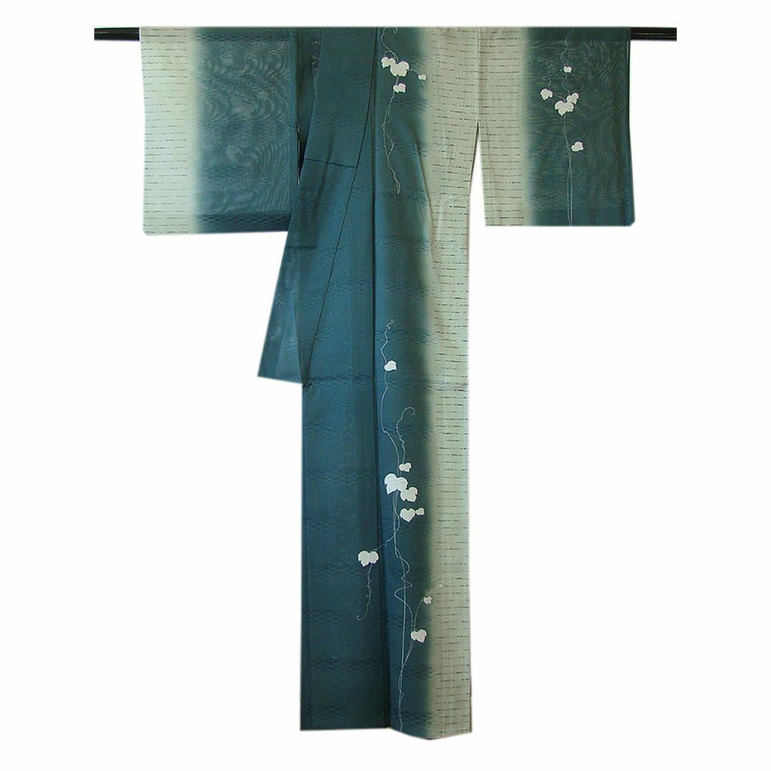 「縁」150ｃｍ～156ｃｍ 夏物 駒絽 蔦 訪問着 正絹 Ｉ８４６ レディースの水着/浴衣(着物)の商品写真